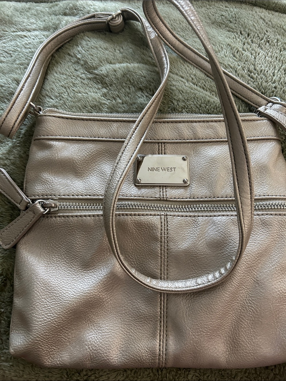 Nine West Metallic Taupe Crossbody Purse